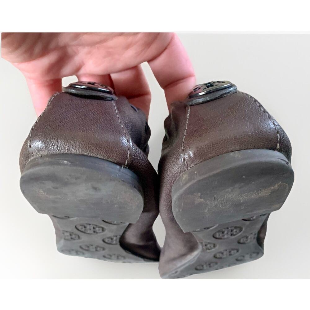 TORY BURCH Leather Snakeskin Ballet Flat Slip-On Shoe Grey Gunmetal Logo WMNS 9 - Picture 11 of 14